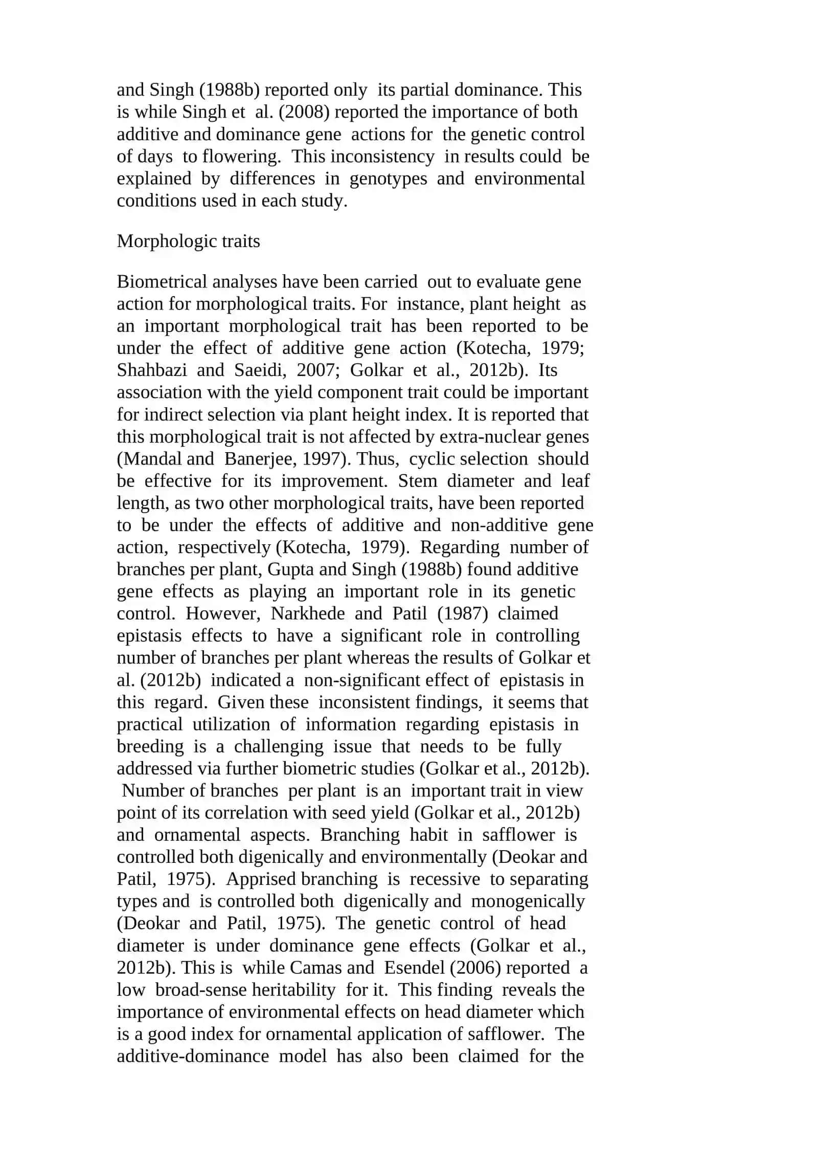 Breeding improvements in safflower (Carthamus tinctorius L.): A review 4