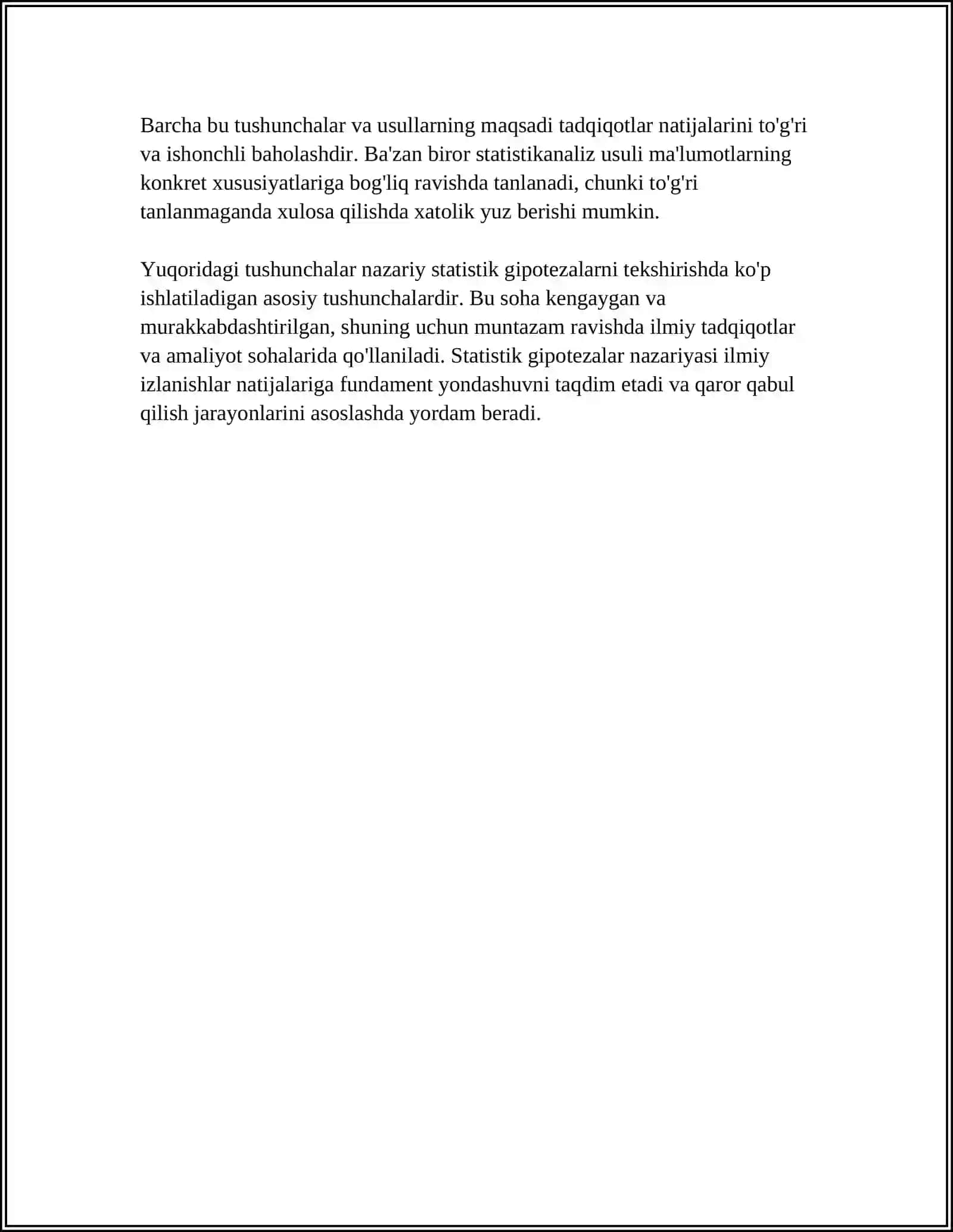 STATISTIK GIPOTEZALAR VA ULARNI QISHLOQ XO‘JALIGI MASALALARINI ECHISHGA QOʻLLANILISHI 4
