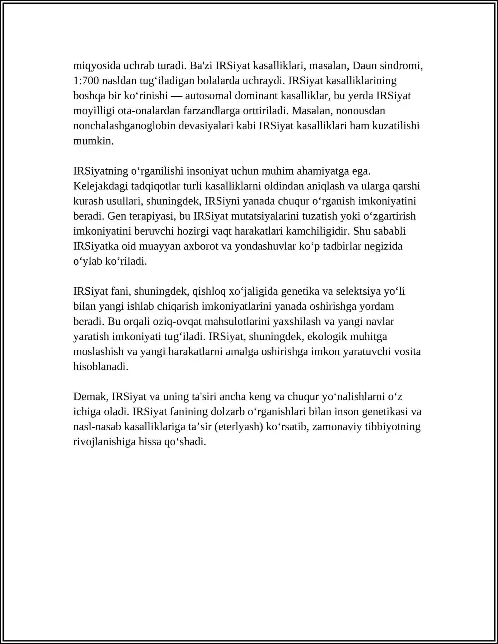 IRSIYAT VA RIVOJLANISH HAQIDA 4