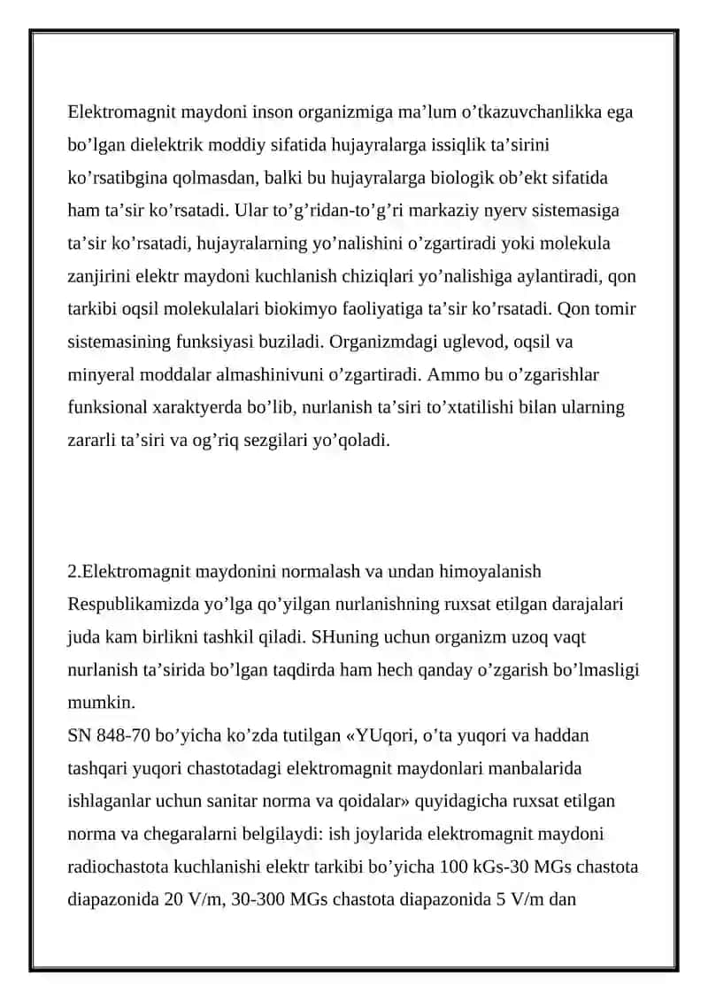 Elektromagnit maydonining organizmga ta’siri 4