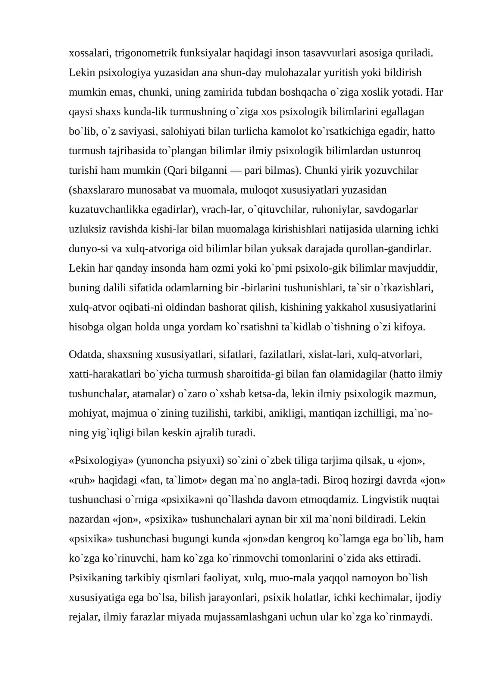 Psixologiya fanining predmeti, maqsadi va vazifalari 4