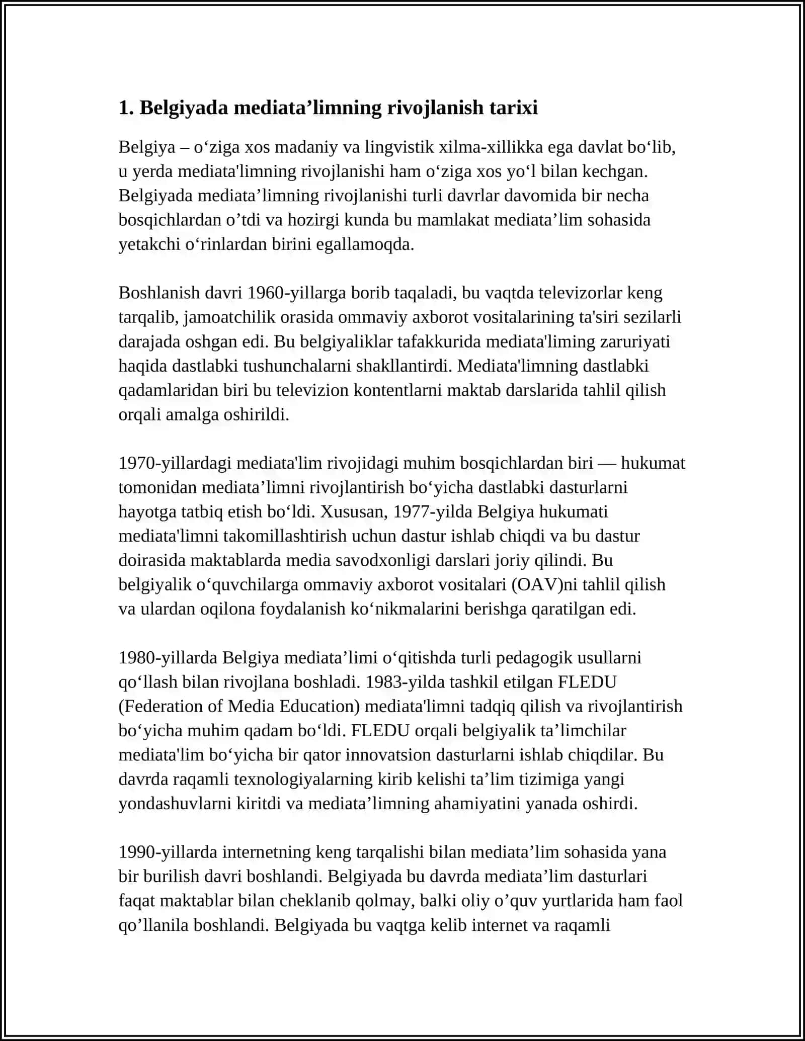 BELGIYA, GERMANIYA,SHVETSARIYA, SKANDINAVIYA DAVLATLARIDA MEDIATAʼLIM 4