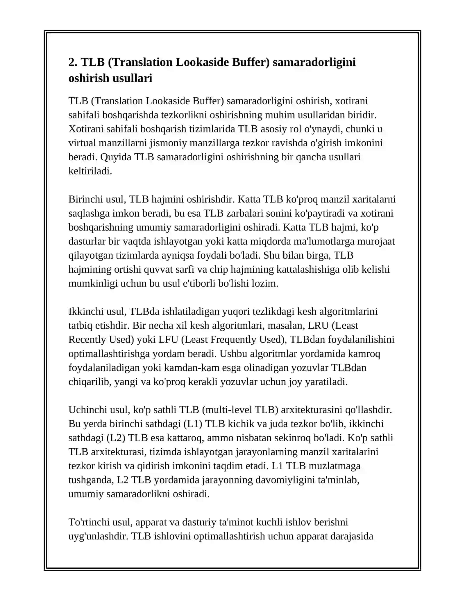 XOTIRANI SAHIFALI BOSHQARISH ISHI TEZKORLIGINI OSHIRISH 4
