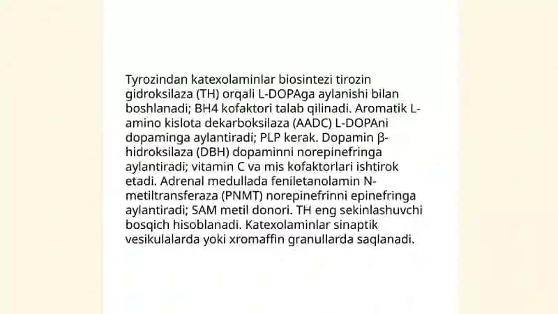 Katexolamin biosintezi va ularning fiziologik ahamiyati 4