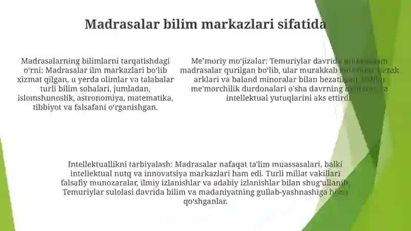 Amir Temur Va Temuriylar Davrida Maktab Va Madrasalar 4