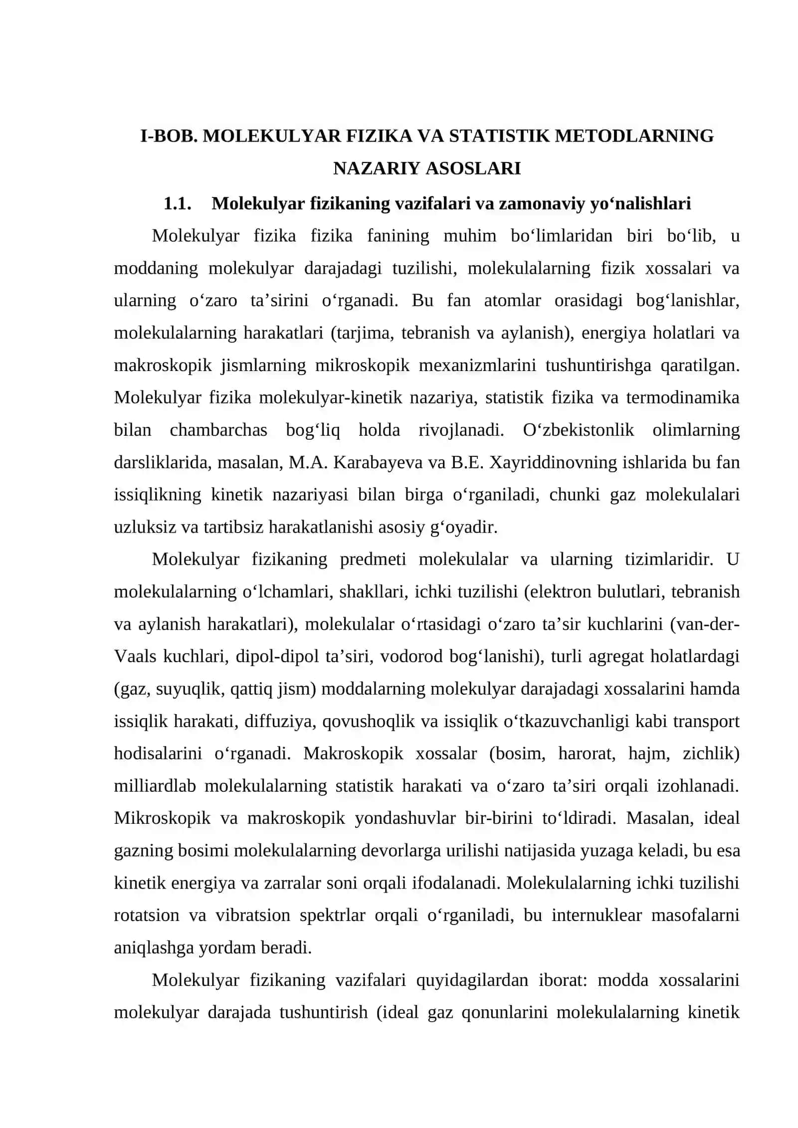 MOLEKULYAR FIZIKADA STATISTIK METODLARNING ILMIY TADQIQOTLARDA QO’LLANILISHI 4