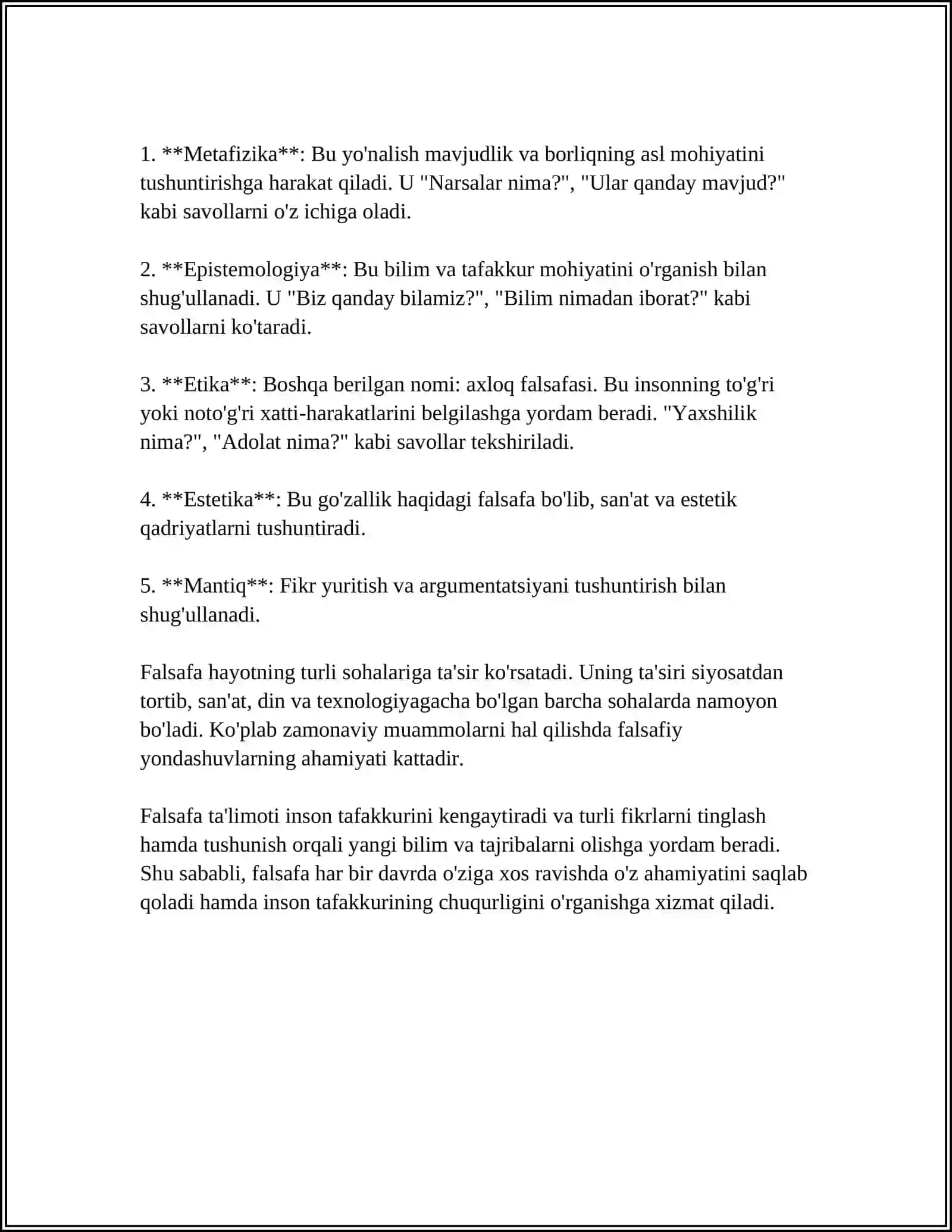 FALSAFANING MOHIYATIGA OID SHARQ VA G’ARB MUTAFAKKIRLARI TA’RIFLARINI TASNIFLASH 4