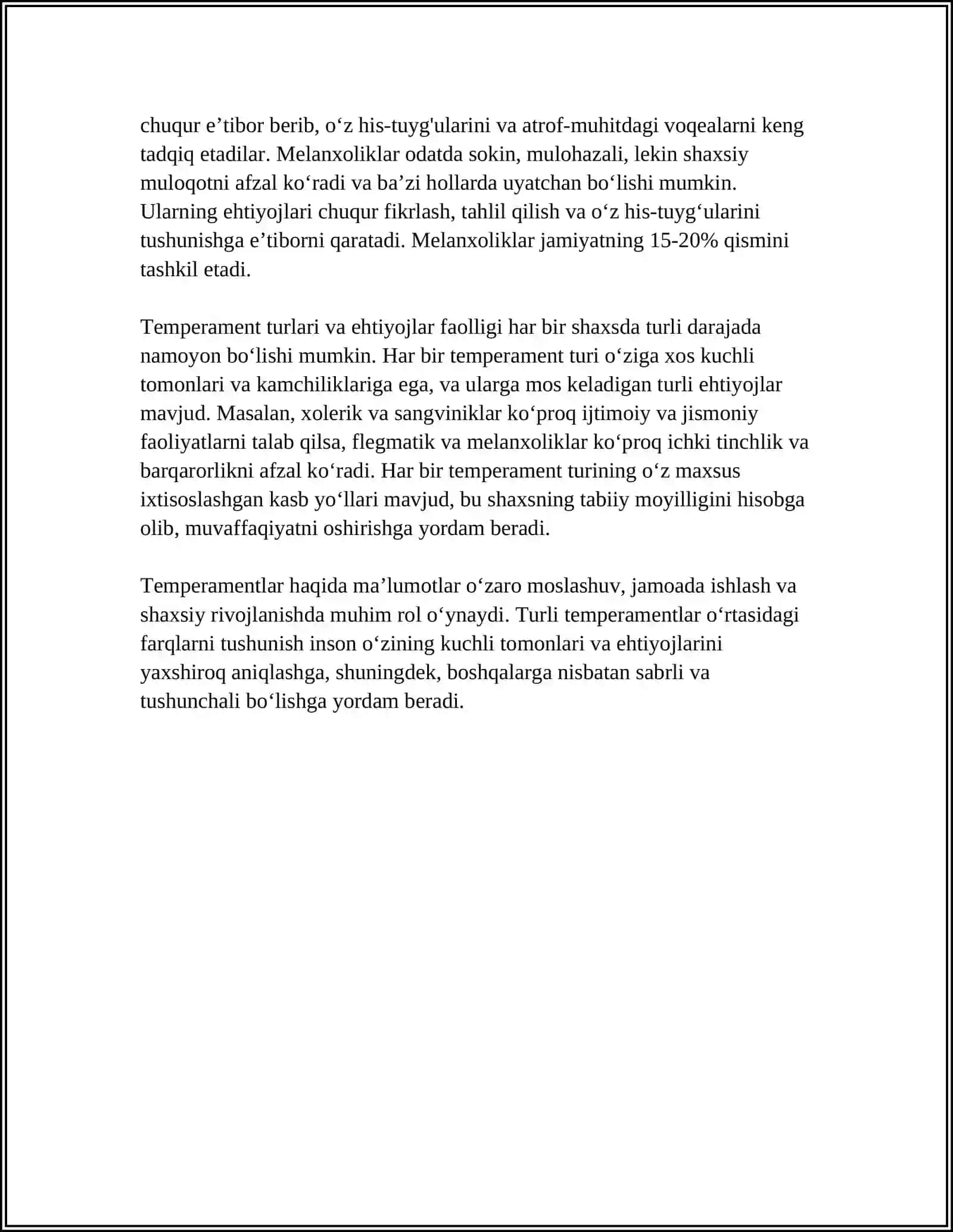 EHTIYOJLAR FAOLLIKNING MANBAI SIFATIDA. TEMPERAMENT TIPIGA MOS JUFT TANLASH-OILAVIY MUNOSABATLAR MUSTAHKAMLIGI OMILI SIFATIDA 4