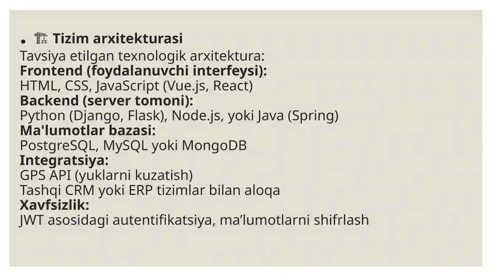 Axborot tizimlarini ishlab chiqish 4