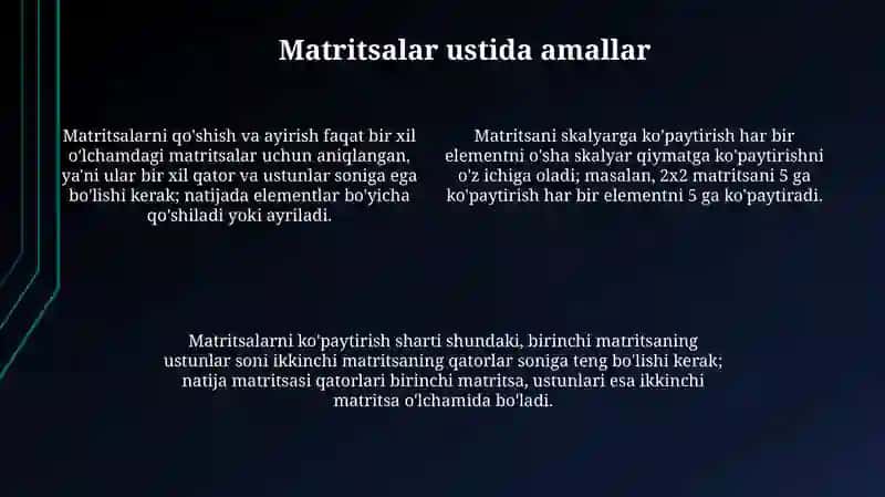 Matritsaning xossalari 4