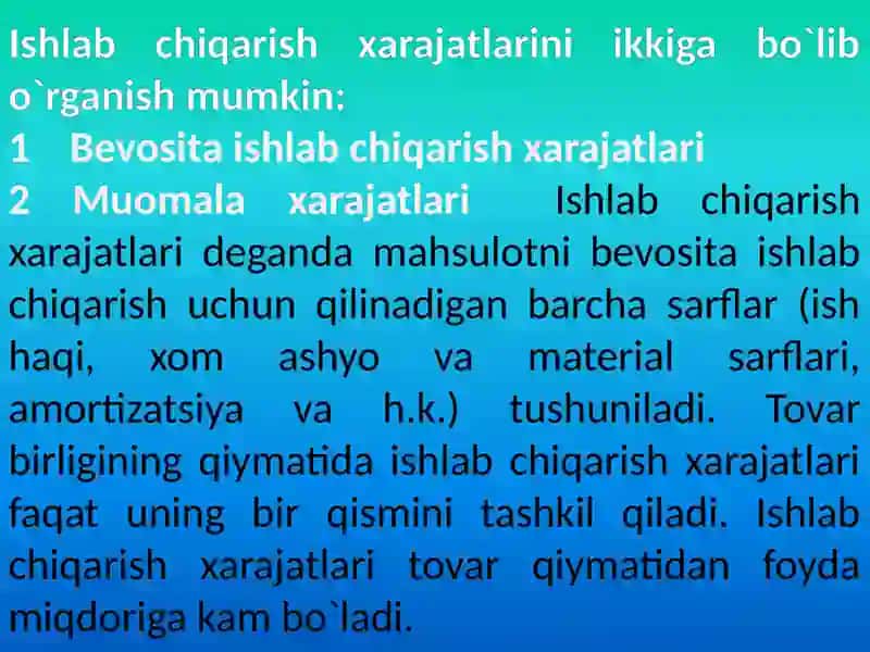 KORXONA ( FIRMA ) XARAJATLARI VA FOYDASI 4