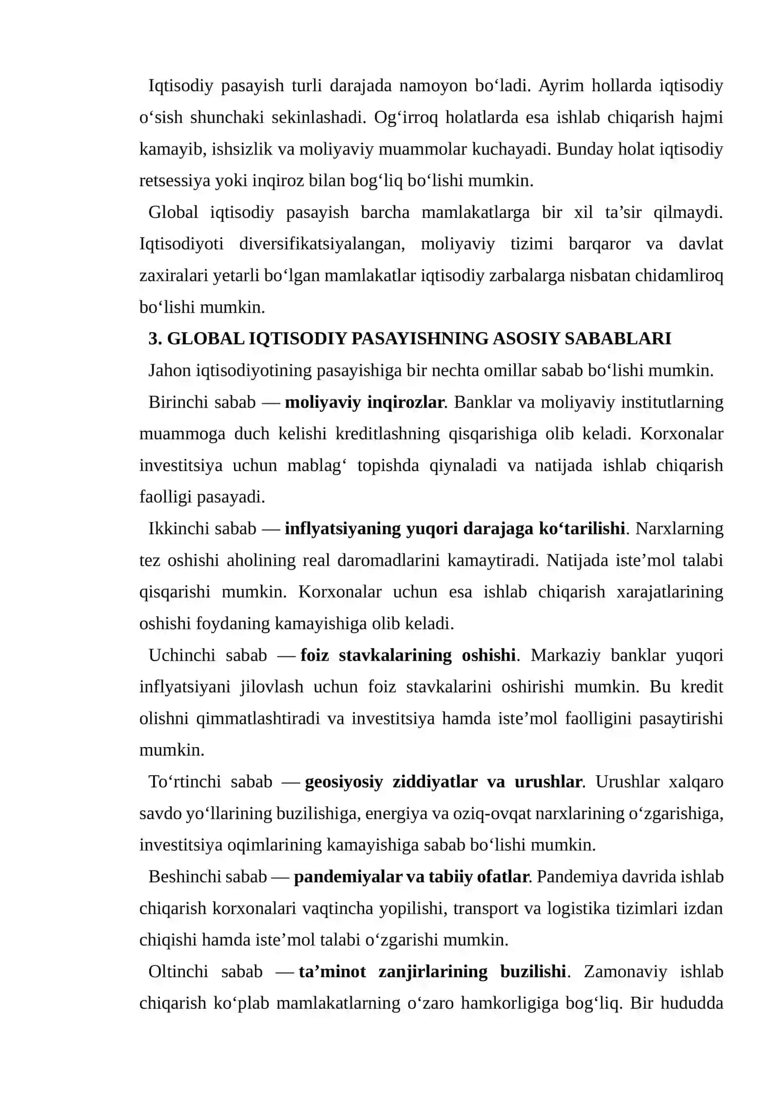Jahon iqtisodiyotining global pasayishi va uning oqibatlari 4