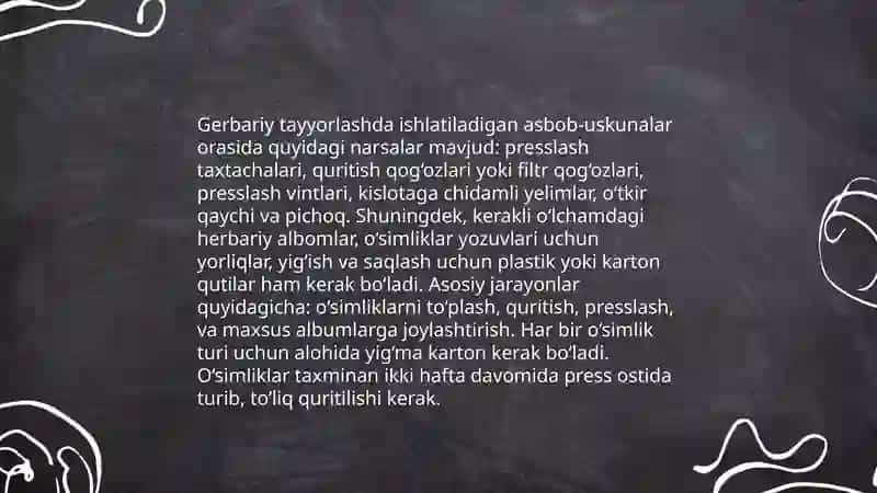 Gerbariy jıynaw hám tayarlaw usılları haqqında maǵlıwmat beriw 4