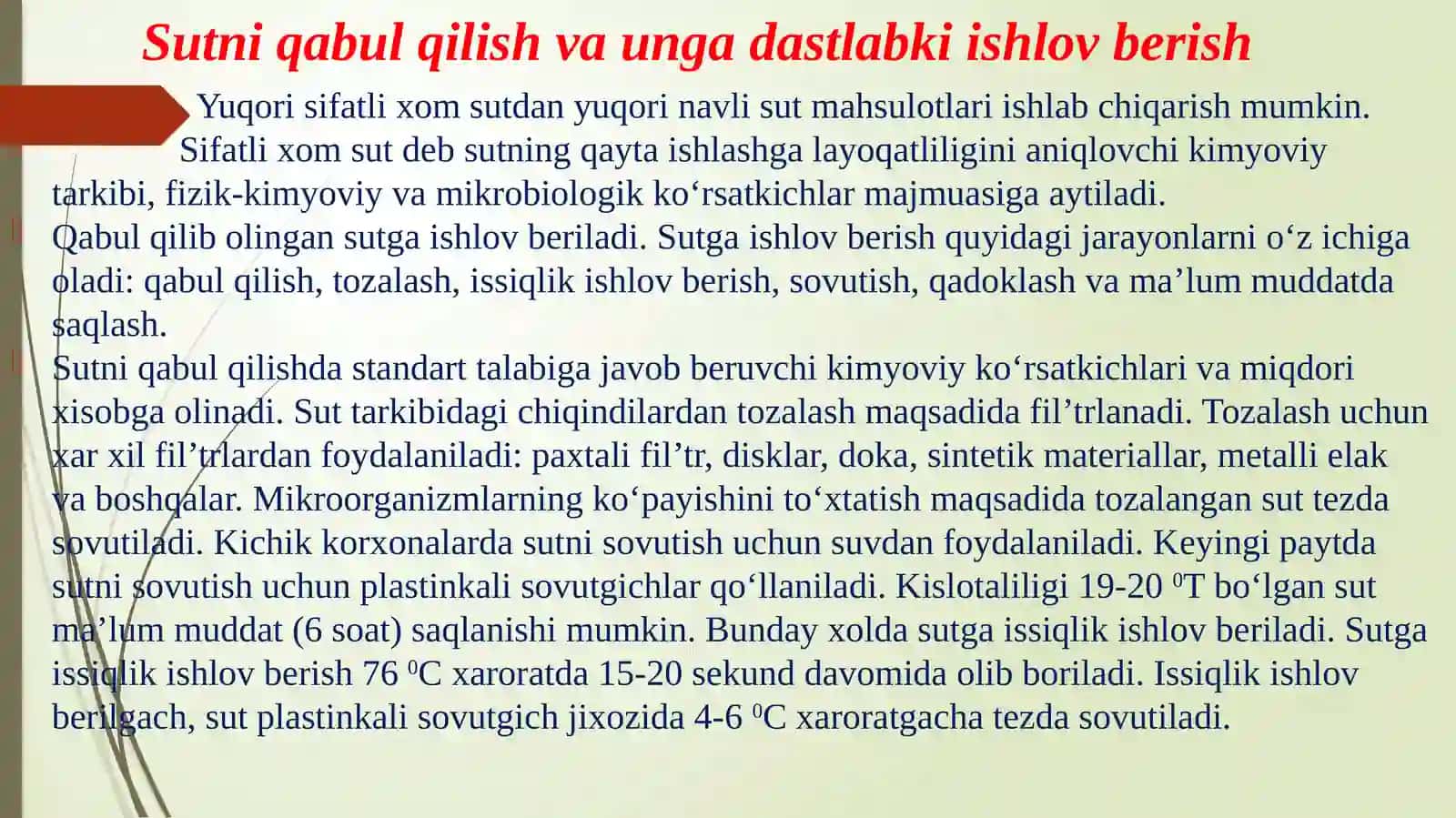 Sutmahsulotlariishlab chiqarish texnologiyasi 4