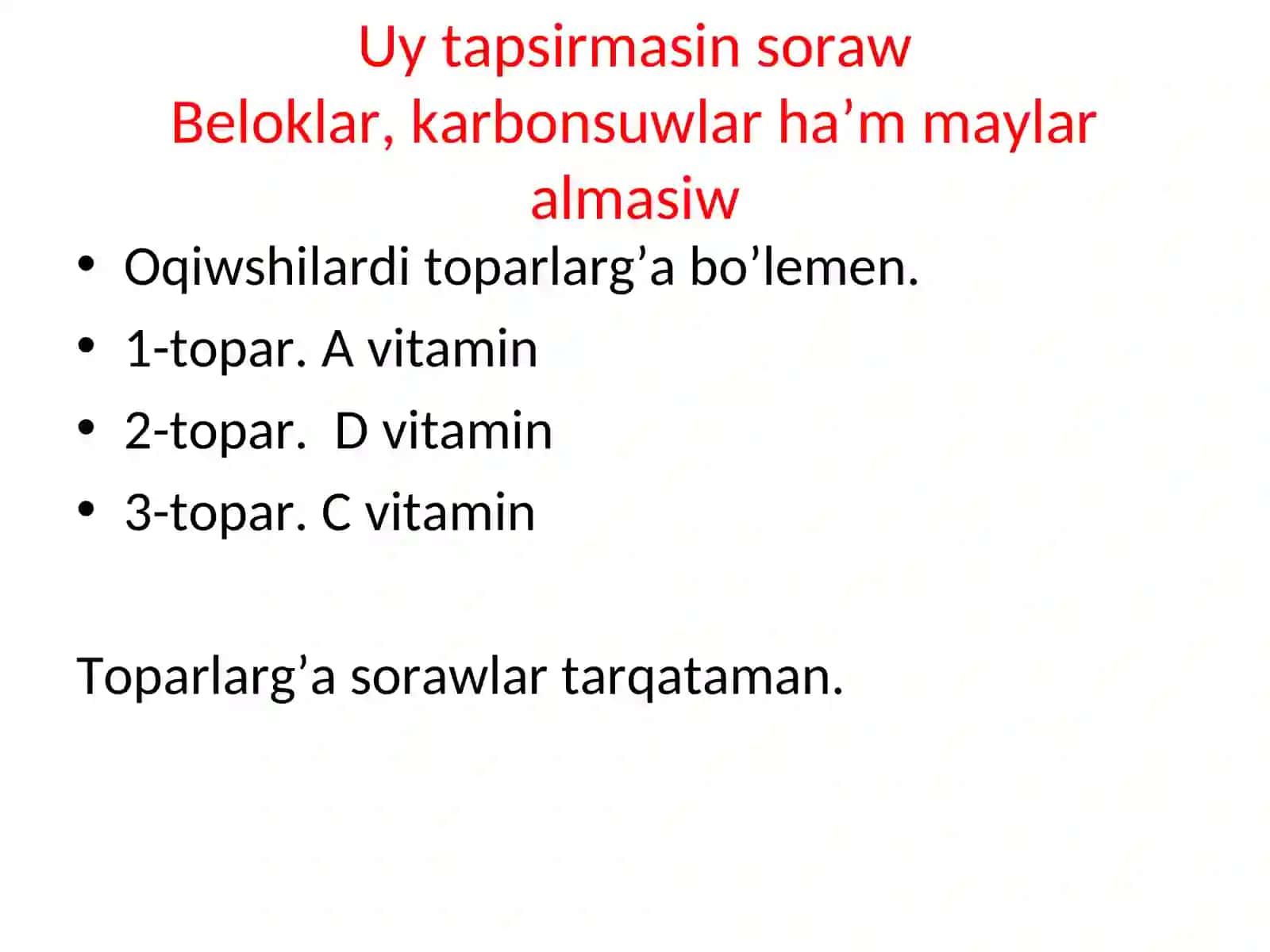 Vitaminler hám olardıń áhmiyeti 4