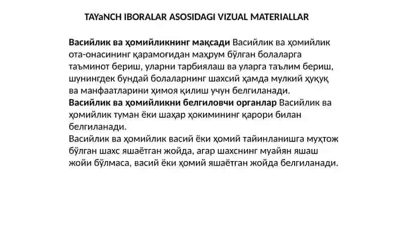 Voyagaеtmagan bolalar uchun vasiy vahomiy tayinlash 4