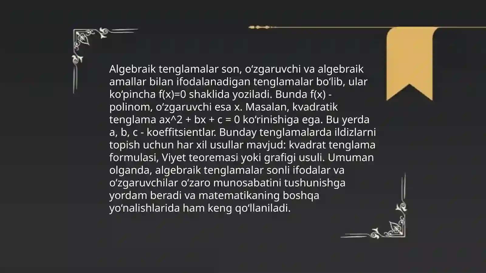 Algebraning asosiy teoremasi 4