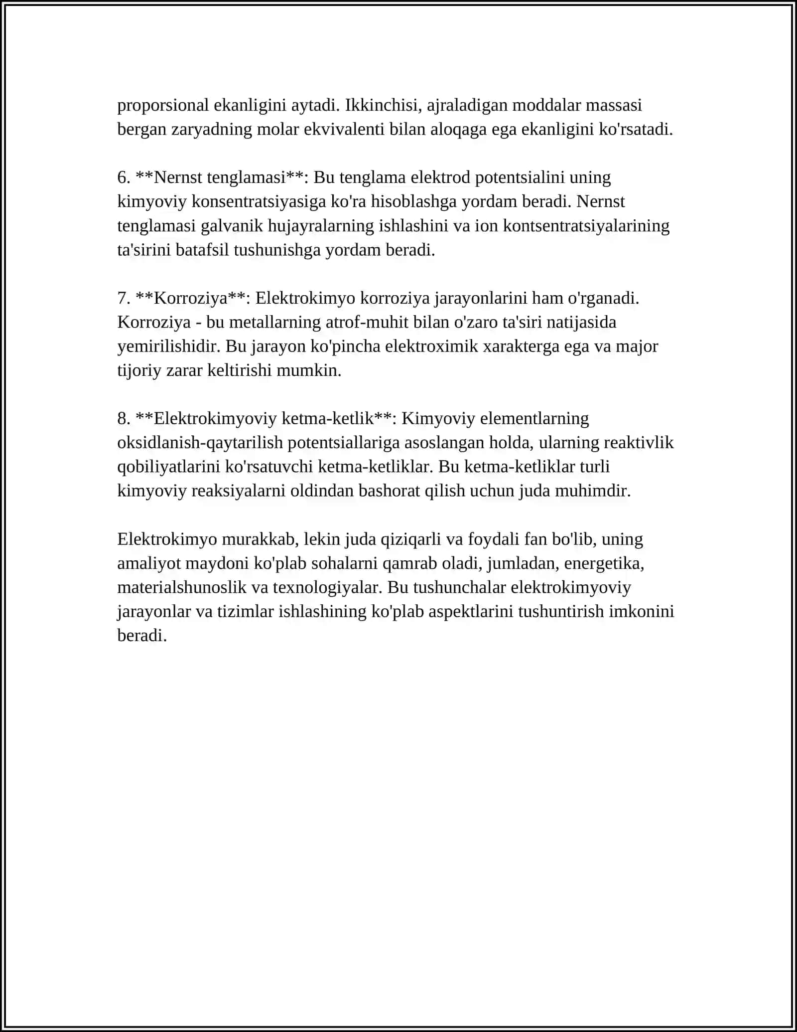 ELEKTROKIMYO ASOSLARI. ELEKTRO TKAZUVCHANLIK. KONDUKTOMETRIYA 4