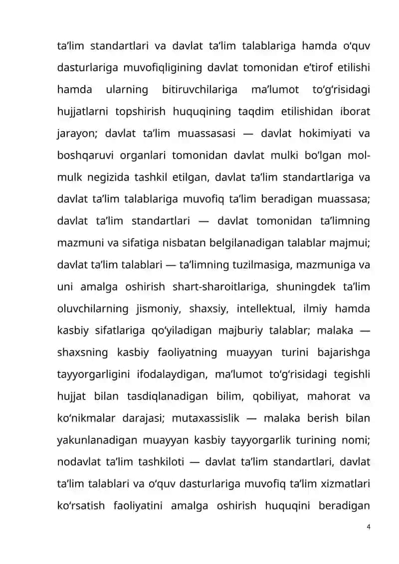 O`zbekiston Respublikasi Oliy va O’rta Maxsus Ta’lim Vazirligi 4
