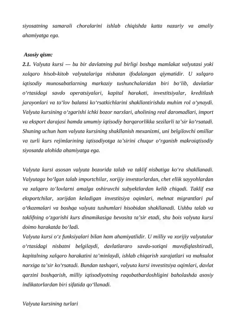 Valyuta kurslari va ularning milliy iqtisodiyotga ta'siri 4
