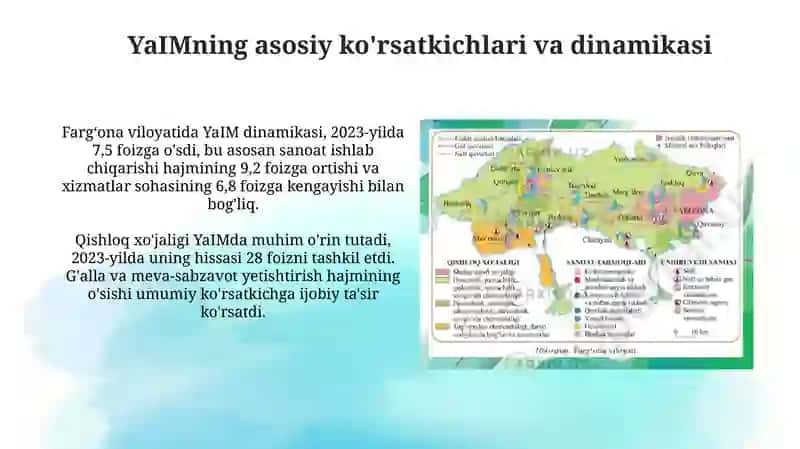 Fargʻonaa viloyati YaIM va iqtisodiy koʻrsatkichlari mahalliy byudjeti 4