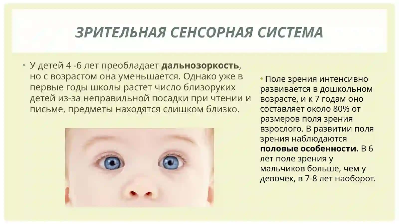Возрастные особенности зрителной и слуховой сенсорный систем. Профилактика нарушений зрения и слуха у детей 4