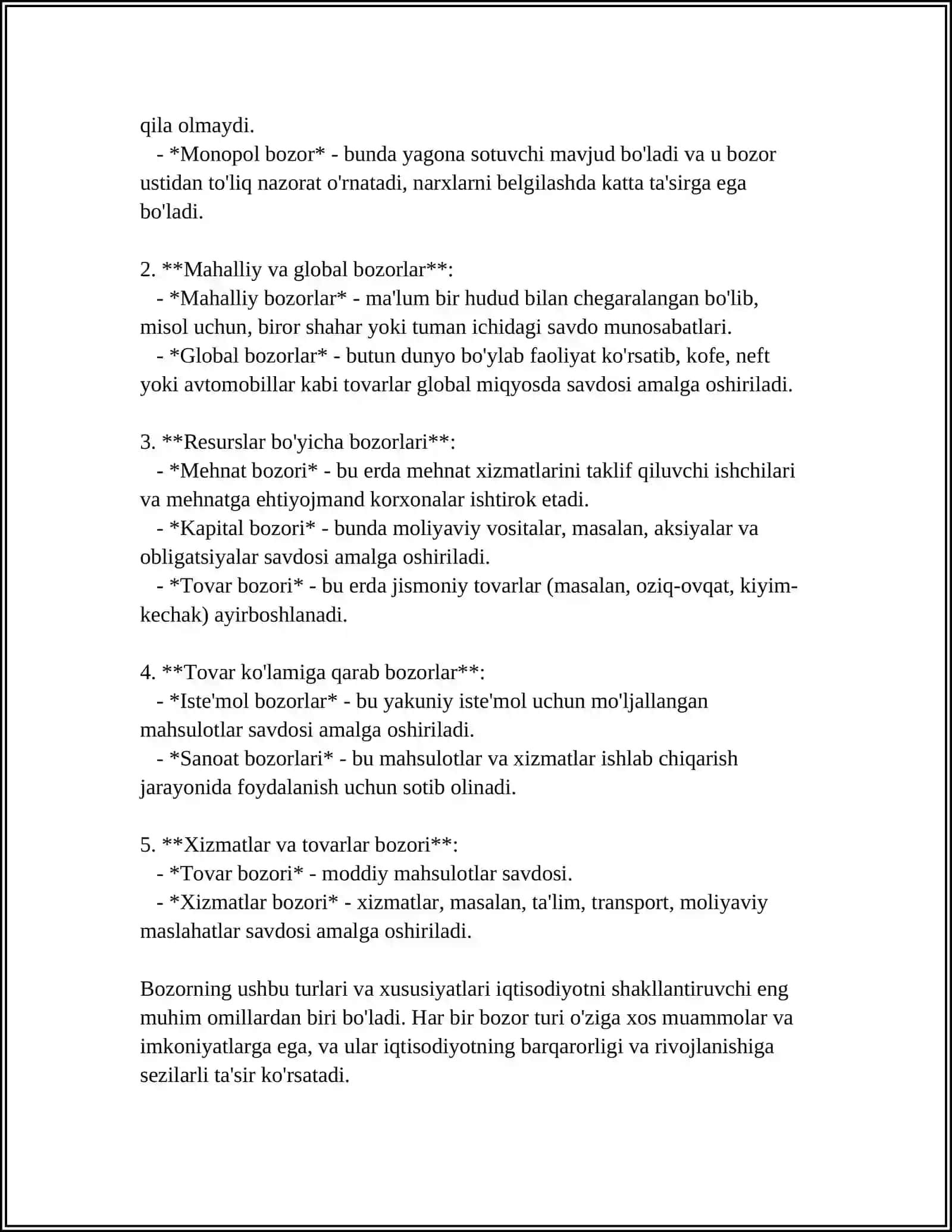 MUSTAQIL ISH Mavzu: BOZOR VA UNIVERSAL SAVDO DOKONLARNI LOYIHALASH 4