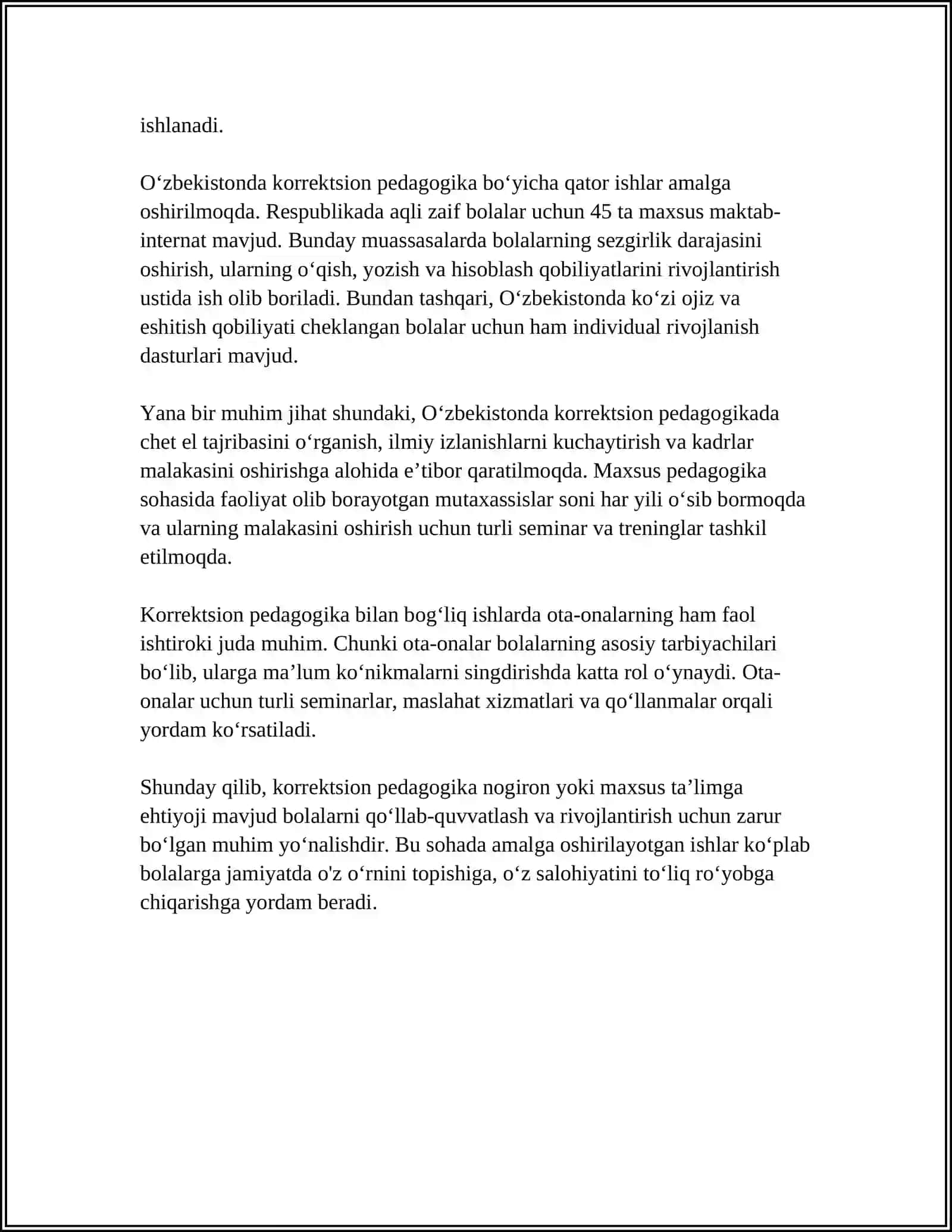 KORREGSION PEDAGOGIKA PEDAGOGIK FANLAR TARMG'I SIFATIDA KORREGSION PEDAGOGIKANING ASOSIY VAZIFALARI, TAMOYILLARI VA METODLARI 4