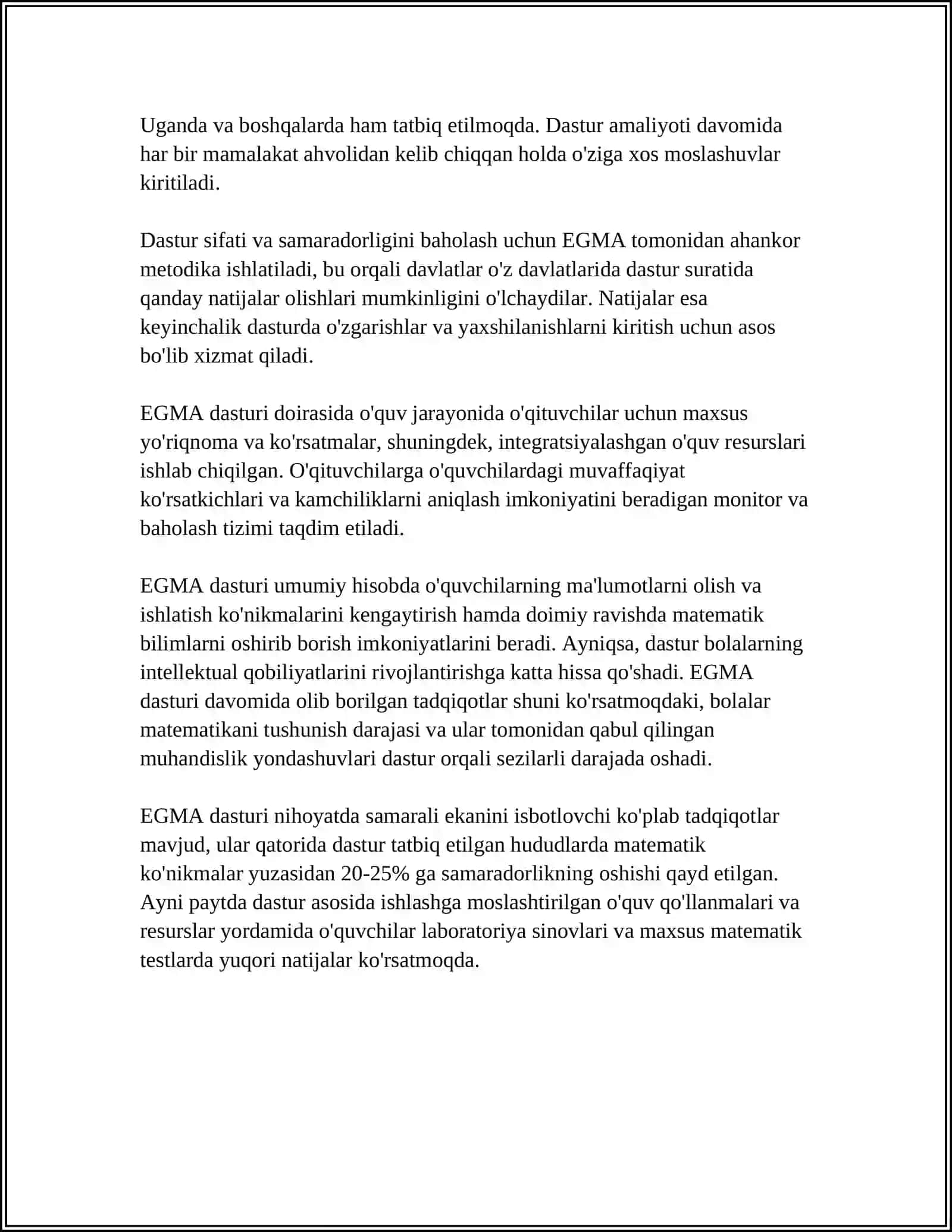 EGMA XALQARO BAHOLASH DASTURI KONTEKST HAQIDA MA'LUMOT BERING 4