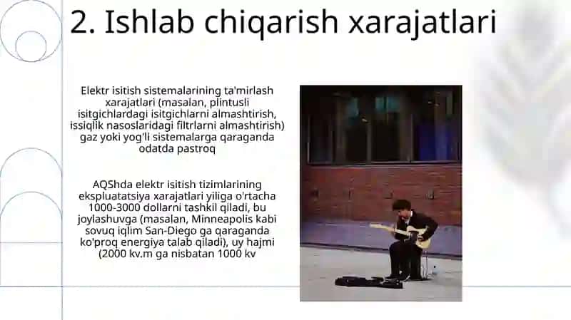 Elektr energiyadan foydalangan holda isitish tizimlari 4