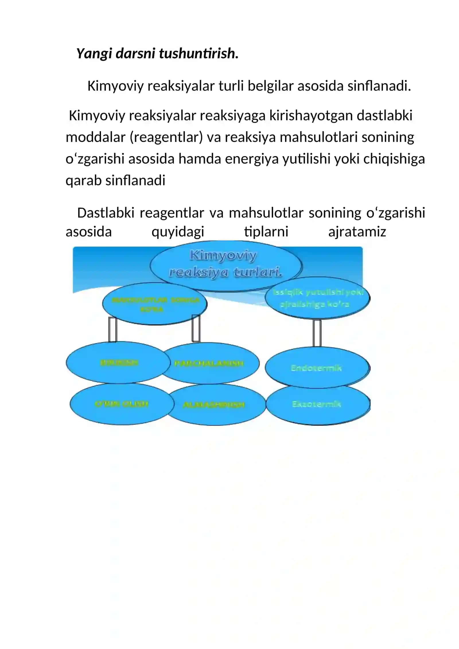 Kimyoviy reaksiya turlari.Kimyoviy energiya 4