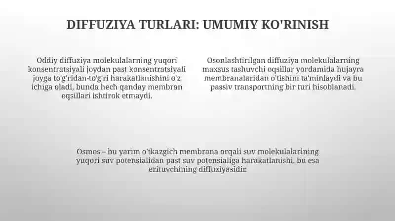 Diffuziya: Turlari, Mexanizmlari va Qonuniyatlari 4