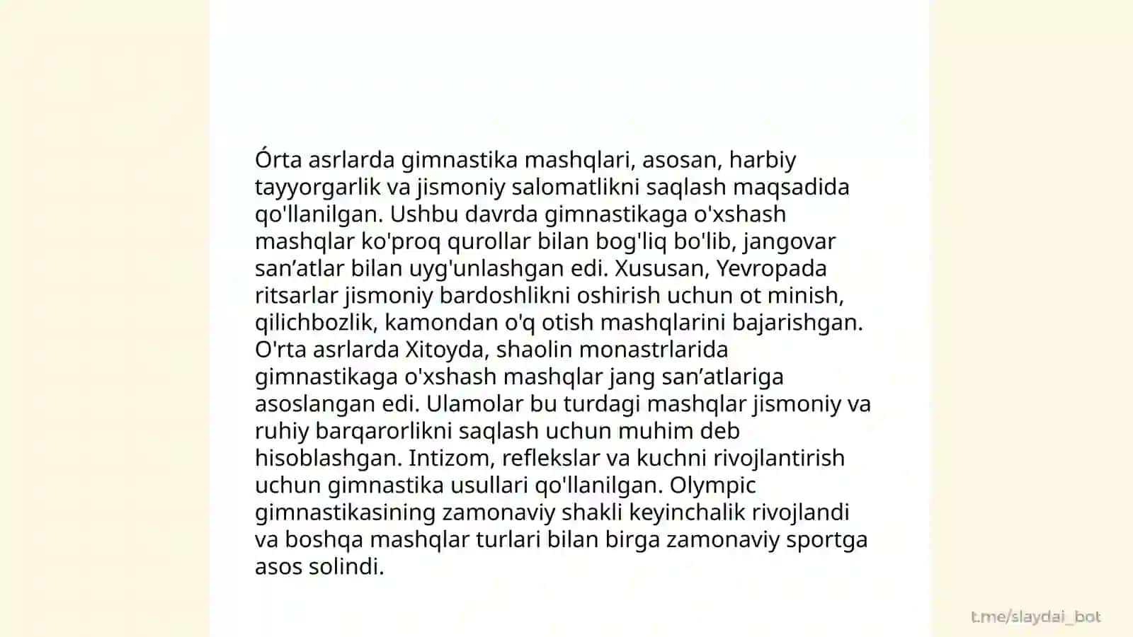 Órta asrlarda gimnastikaning rivojlanish xususiyatlari 4