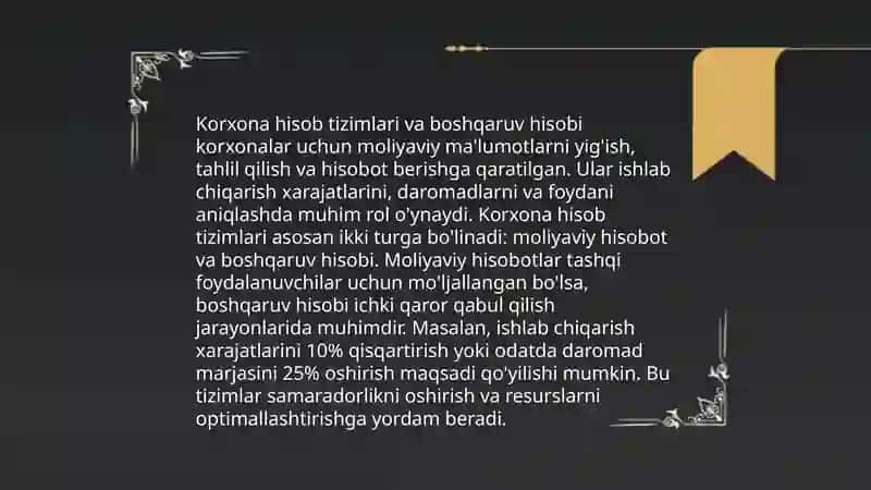 Korxonalarda boshqaruv hisobini tashkil etish 4