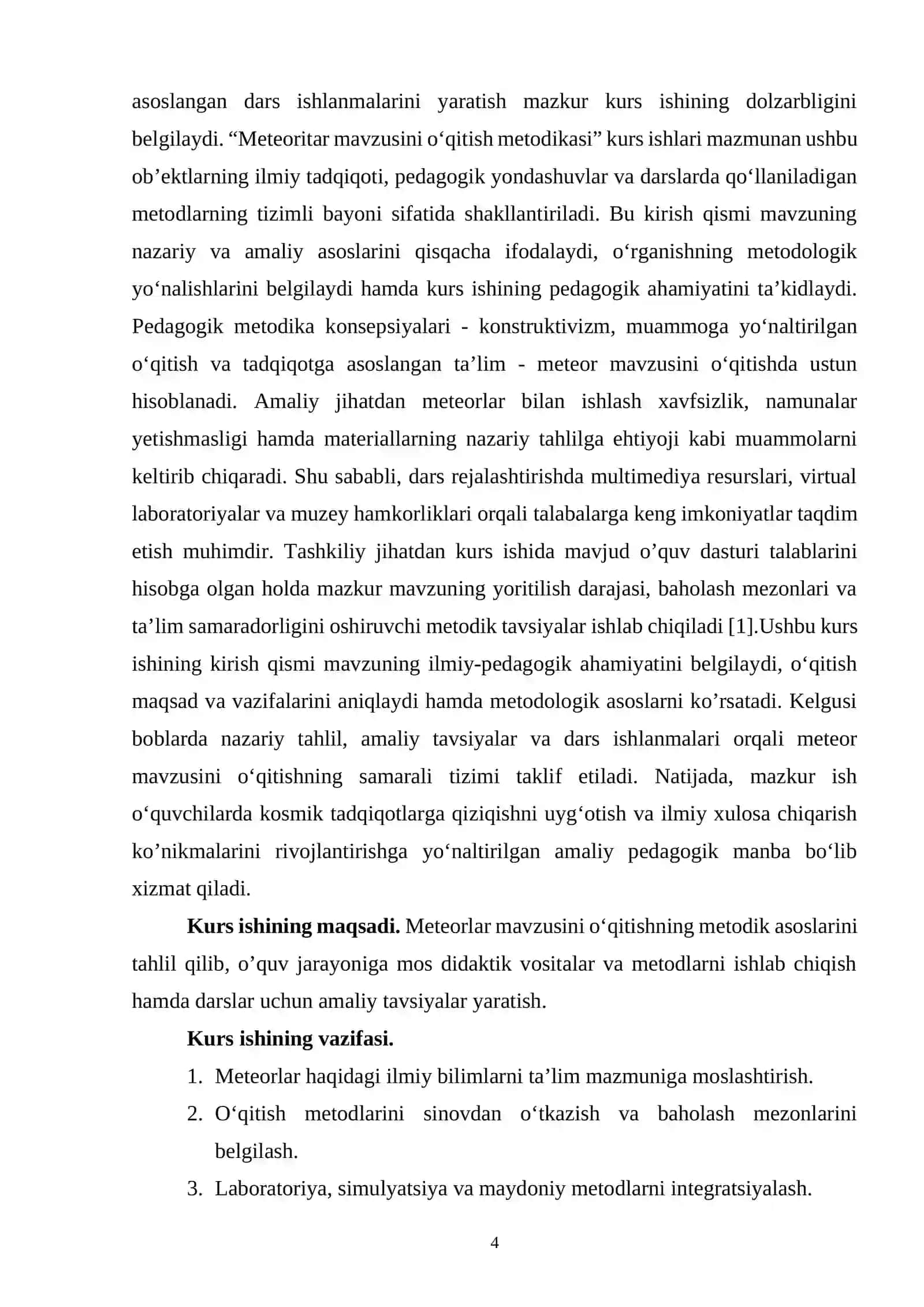 METEORITLAR MAVZUSINI O‘QITISH METODIKASI 4
