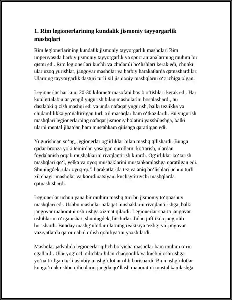 Rim legionerlarining kundalik jismoniy tayyorgarlik mashqlari 4