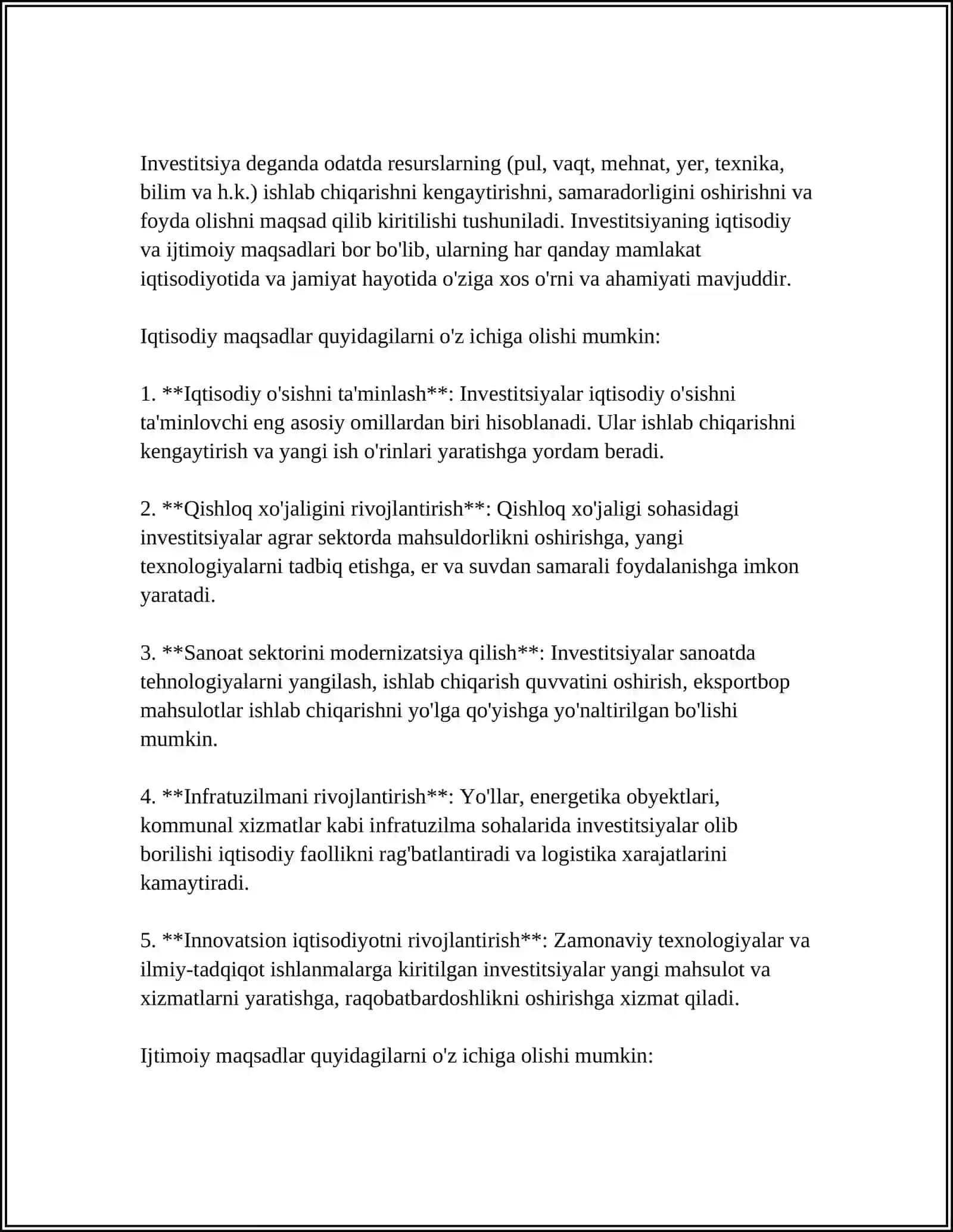 INVESTISIYALASH MAQSADLARI VA BOSQICHLARI 4