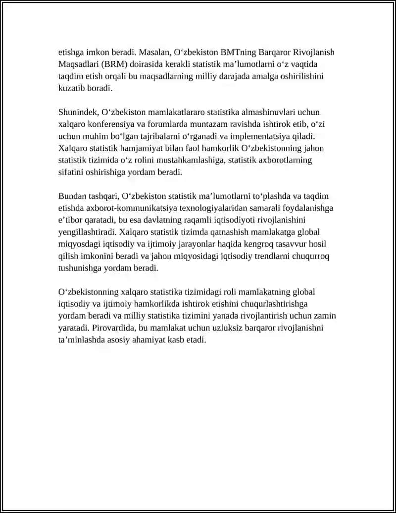 XALGARO STATISTIKA TIZIMI VA O’ZBEKISTONNING ISHTIROKI 4