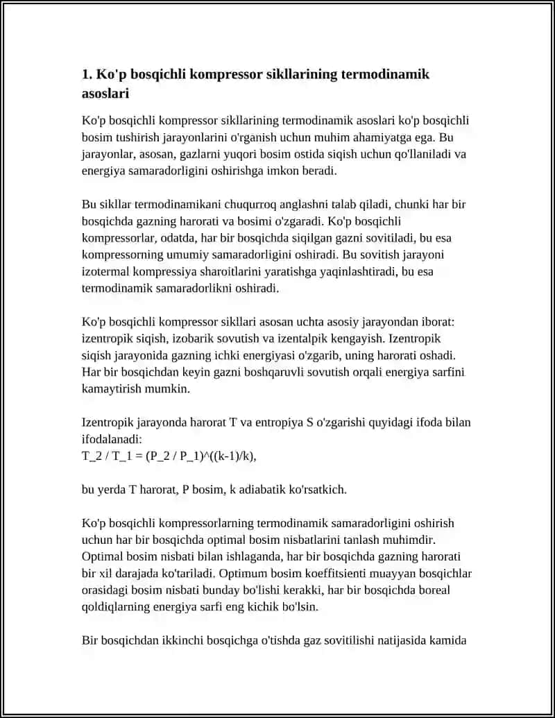 KOʼP BOSQICHLI KOMPRESSOR SIKLLARINING TAHLILI 4