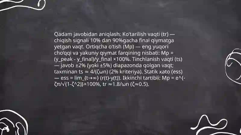 Tizimlarning o'tuvchi va chastotali xarakteristikalarini aniqlash 4
