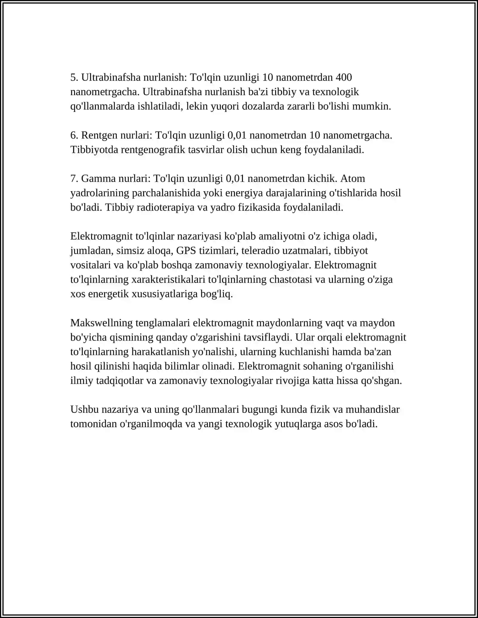 ELEKTROMAGNIT TO'LQINLAR. ELEKTROMAGNIT TO'LQINLAR 4