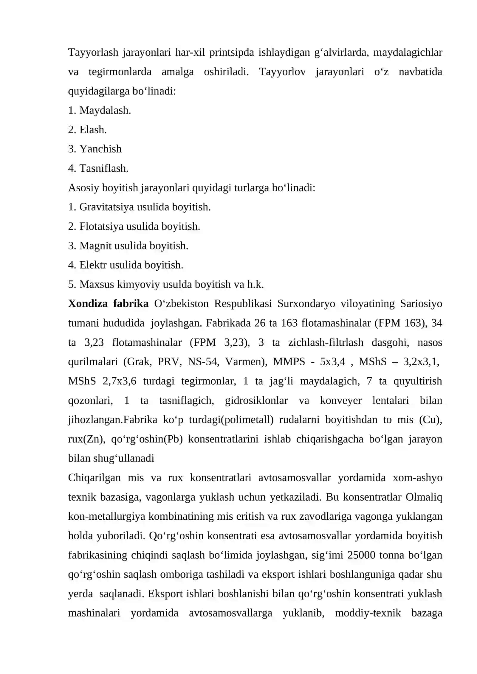 Mis-qo’rg’oshin rudalarini flatatsiya usulida boyitishning tehnologik sxemasini tanlash va hisoblash 4