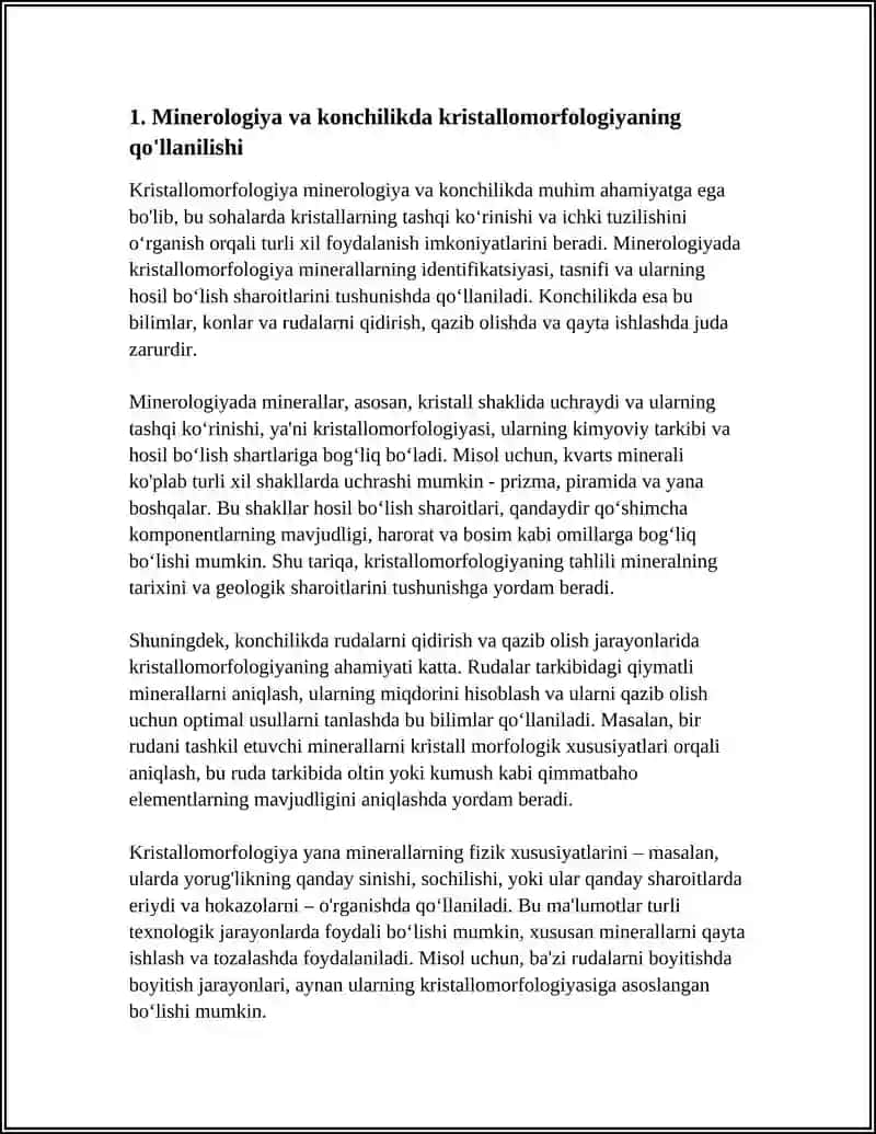 KRISTALLOMORFOLOGIYANING QO'LLANILISH SOHALARI 4