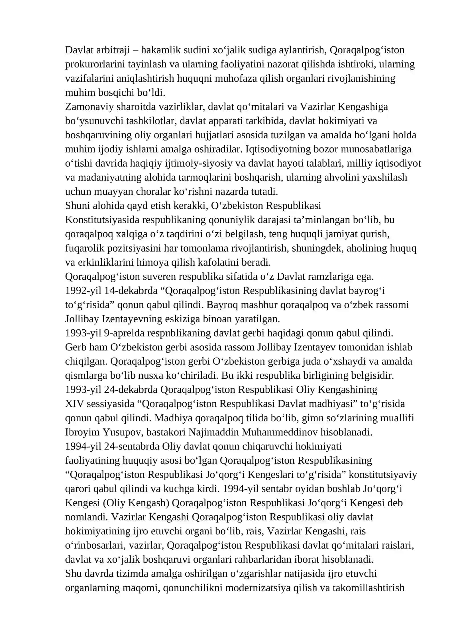 MUSTAQILLIK YILLARIDA QORAQALPOG'ISTON RESPUBLIKASI. O‘ZBEKISTON VA JAHON HAMJAMIYATI 4