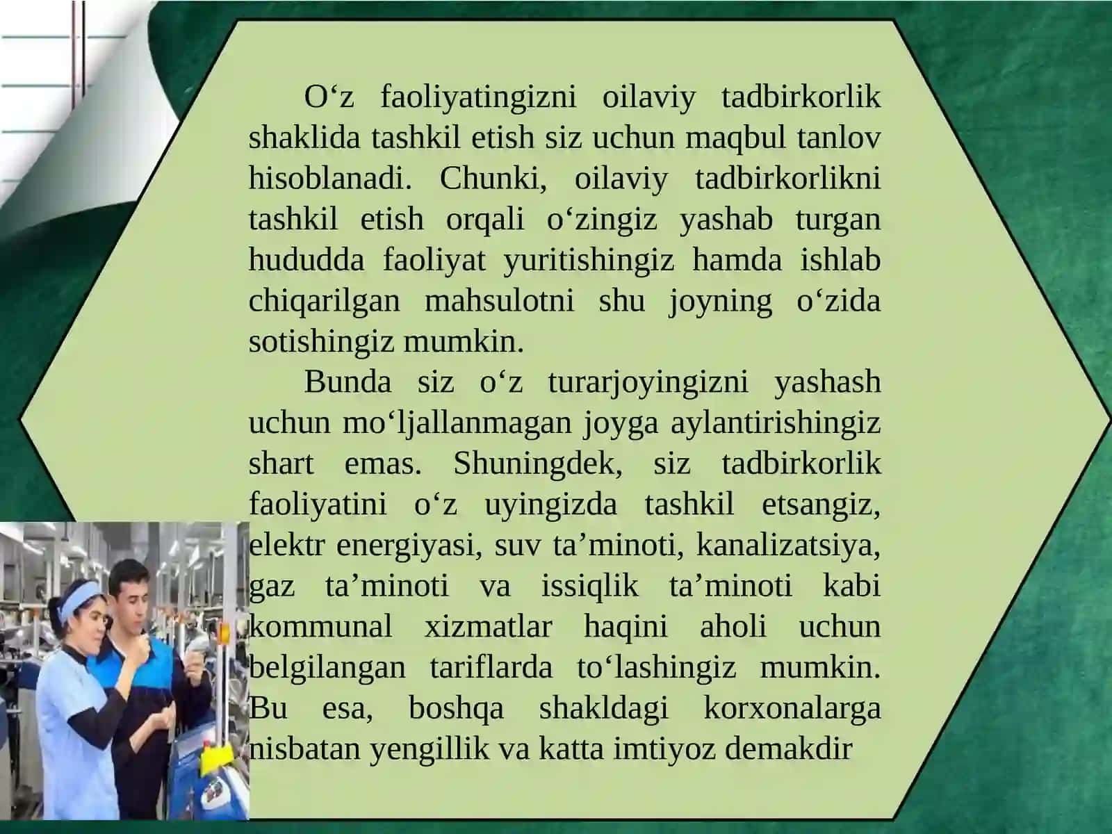 11-sinf Tadbirkorlik asoslari fanidan Oilaviy tadbirkorlik mavzuda dars taqdimot 4