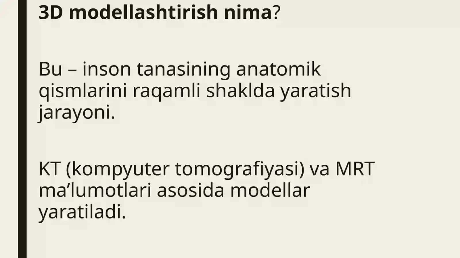 Tibbiyot 3D texnalogiyalari va modellashtirish 4