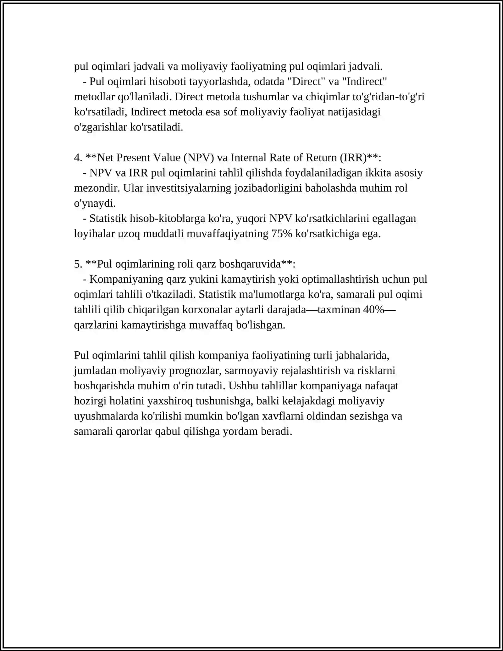 Pul oqimlarini tahlil qilishning asosiy tushunchalari 4