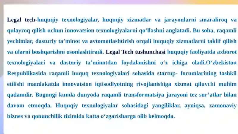 Legal Tech va xalqaro  huquqiy yordam ko`rsatish  jarayonlari 4