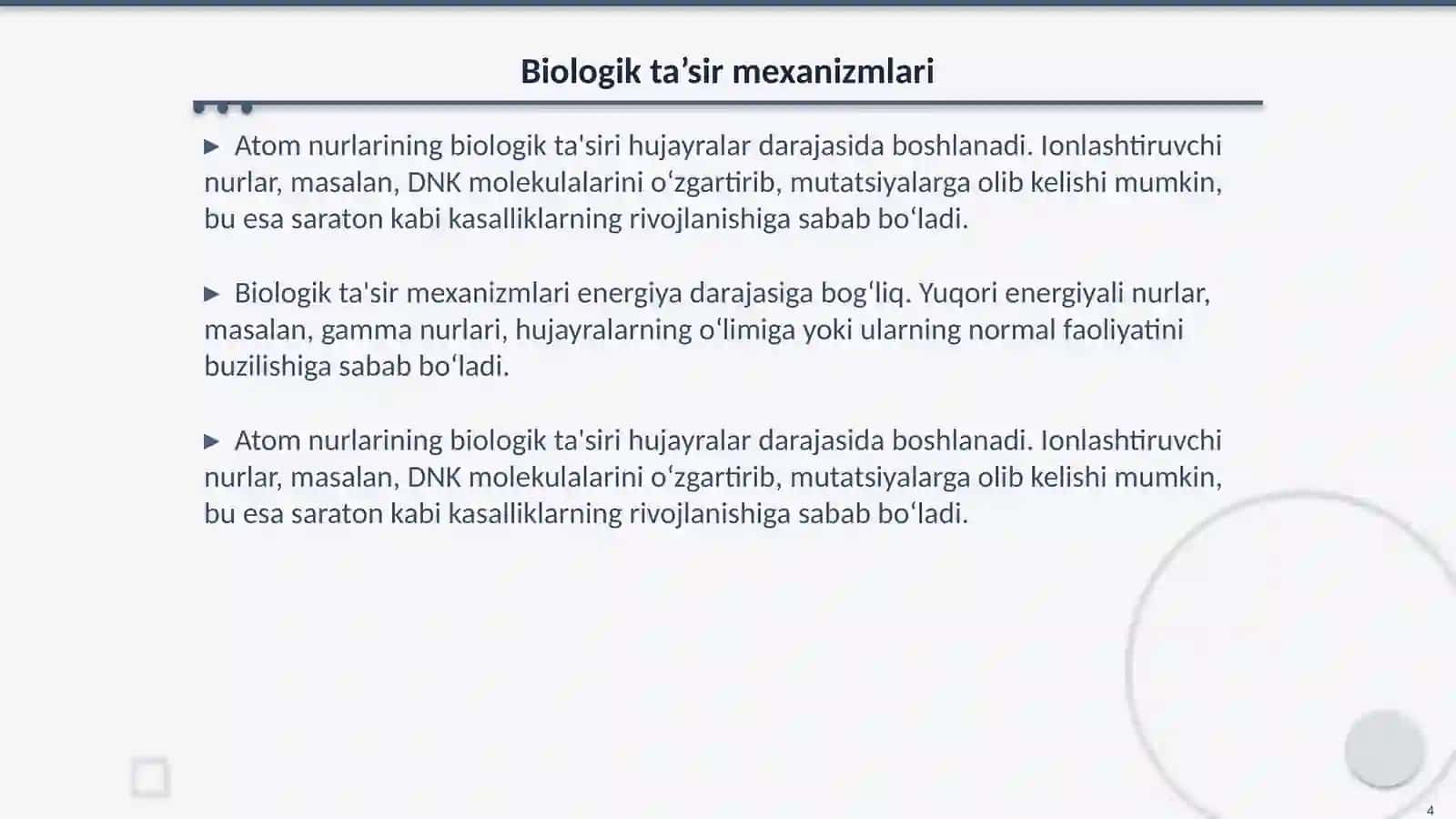 Atom nurlarining organizmga ta’siri 4