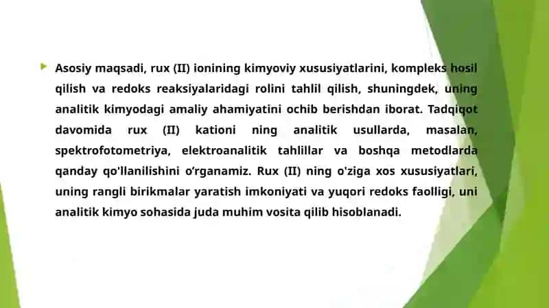 Rux (II) kationing analitik kimyosi 4